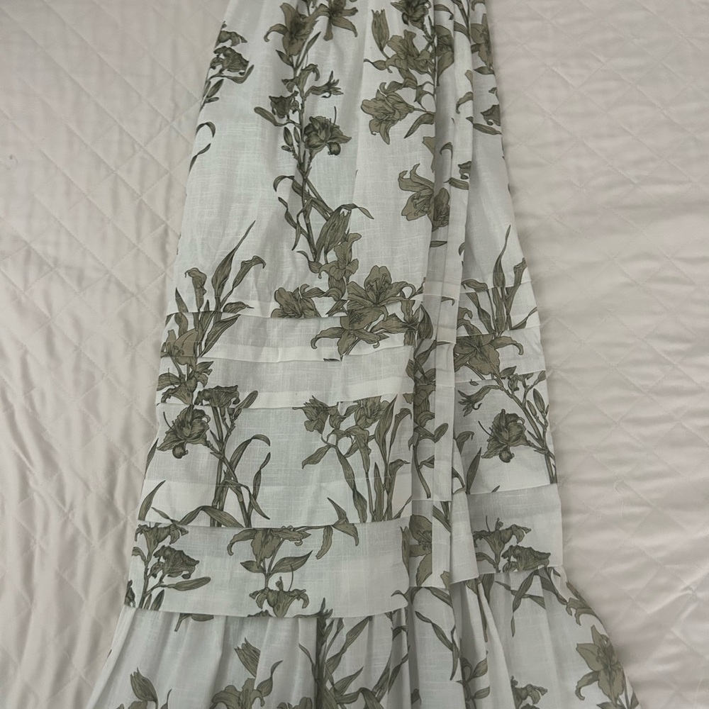 HUNTER BELL Cream Maxi A-Line Skirt with Tiered Design